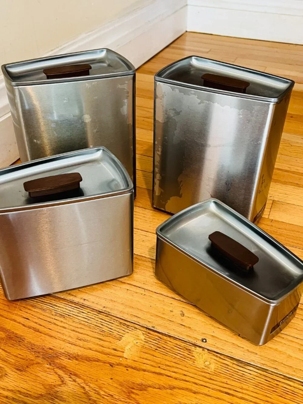 Vintage MCM Lincoln BeautyWare Four-Piece Kitchen Canister Set